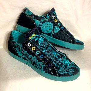 Azzure’ all over print and embroidered textile sneakers women 7.5